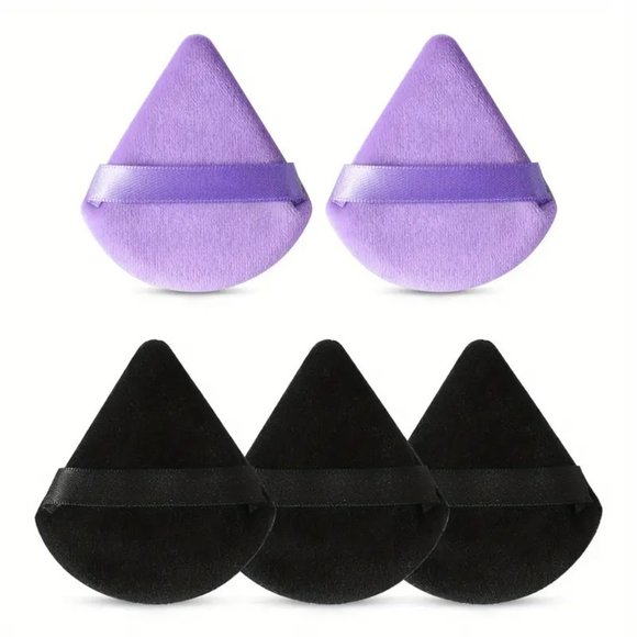 5 Piece Triangle Powder Puff Set - Black/Purple - Picture 4 of 8